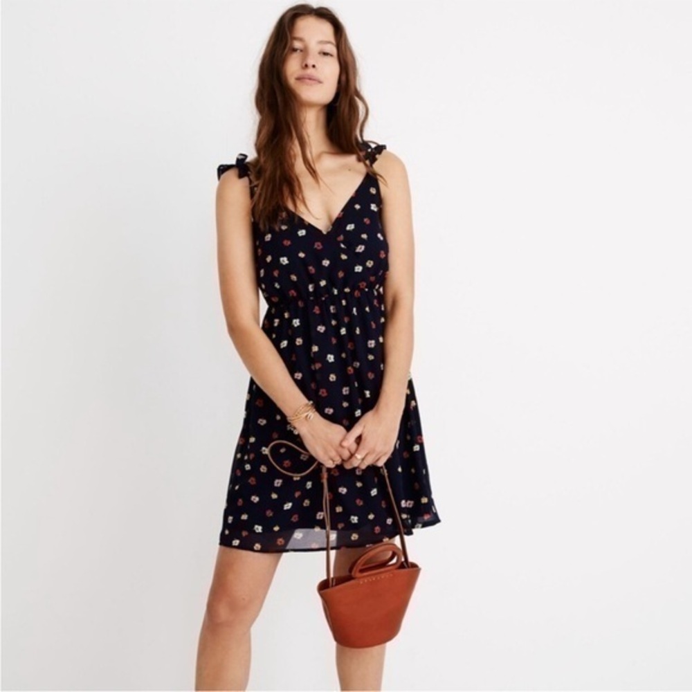 Madewell Ruffle-Strap Wrap Dress in Confetti Floral Sz 2